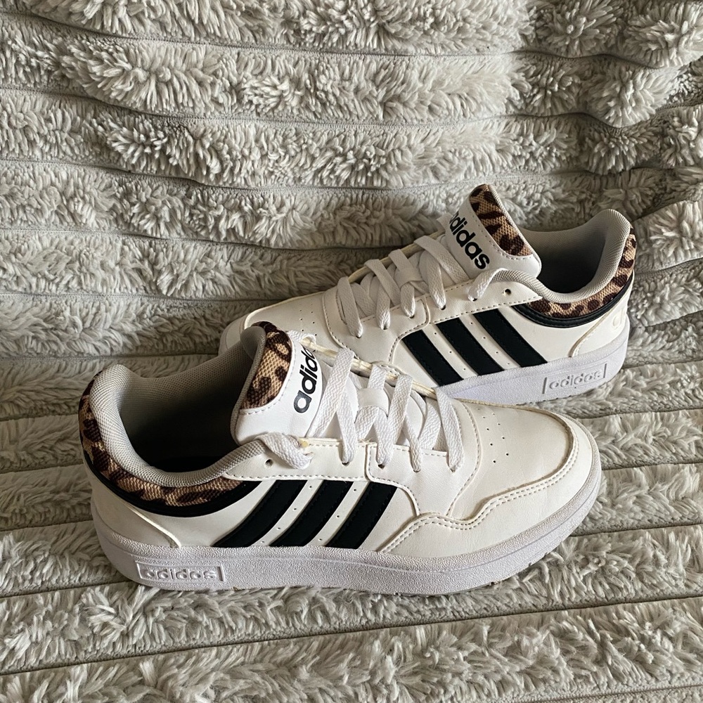 Adidas White Sneakers with Leopard Print
